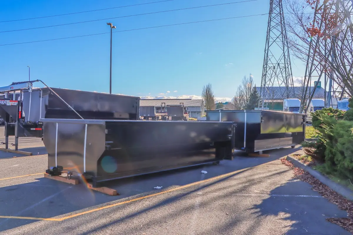 Roll-off dumpster ready for waste disposal at job site for 10 Yard Dumpster Rental in Gridley